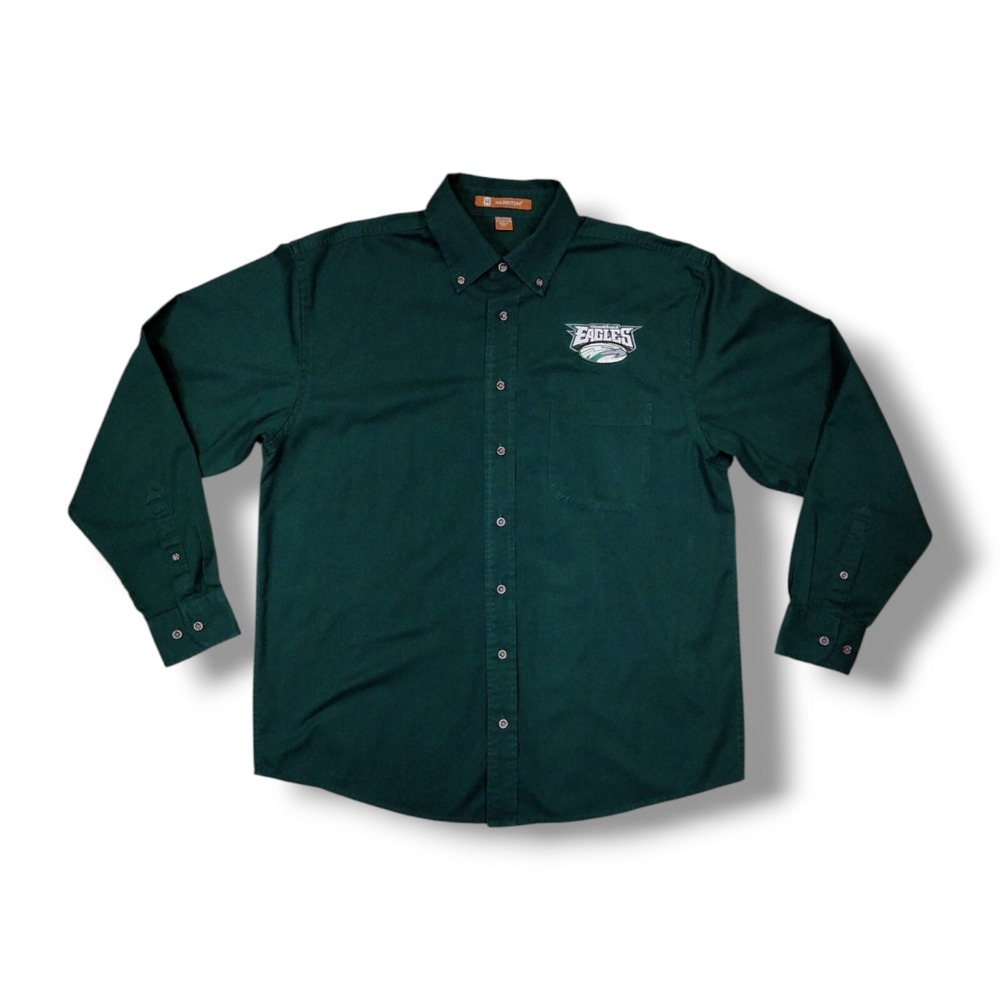 Creekland Eagles Georgia Middle School Team Spirt Green Button Down Shirt Size L